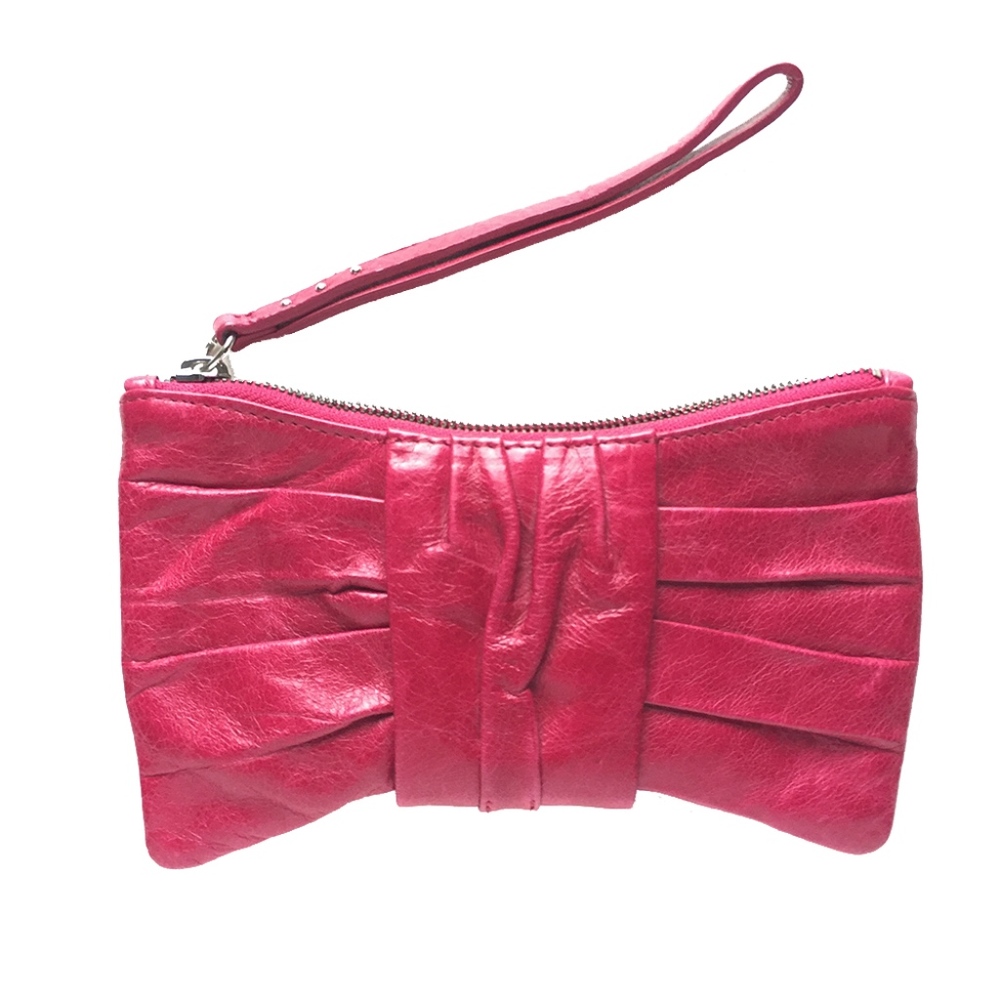 Hobo TRIXIE leather wristlet clutch in FUSCHIA